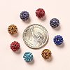 Mixed Color Polymer Clay Grade A Crystal Rhinestone Pave Disco Ball Beads X-RB-H258-10MM-M-4