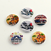 4-Hole Car Pattern Printed Wooden Buttons X-BUTT-R031-001-1