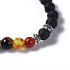 Two Loops Natural Lava Rock & Natural/Synthetic Mixed Stone Beads Warp Stretch Bracelets BJEW-JB04223-01-3