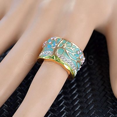 Alloy Rhinestone Wide Band Rings PW-WGE6E98-01-1