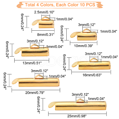 PandaHall Elite 240Pcs 24 Styles Brass Slide On End Clasp Tubes KK-PH0003-18-1