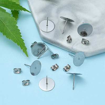 100Pcs 304 Stainless Steel Stud Earring Findings STAS-YW0001-43A-1