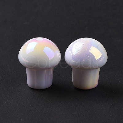 UV Plating Rainbow Iridescent Opaque Acrylic Beads OACR-C010-07F-1