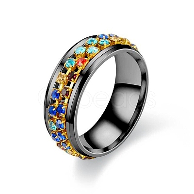 Colorful Rinestone Rotating Finger Ring PW-WG94001-12-1