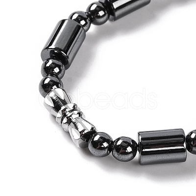 Column & Round Synthetic Non-magnetic Hematite Beaded Necklaces NJEW-Q341-04-1