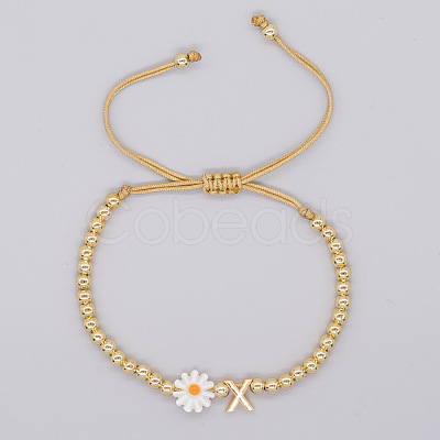 Golden Tone Daisy Braided Bead Bracelets WY1454-24-1