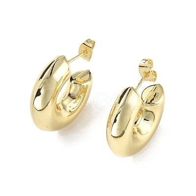 Brass Thick Ring Stud Earrings EJEW-P214-15G-1