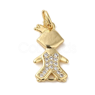 Brass Micro Pave Clear Cubic Zirconia Pendants KK-R162-003G-1