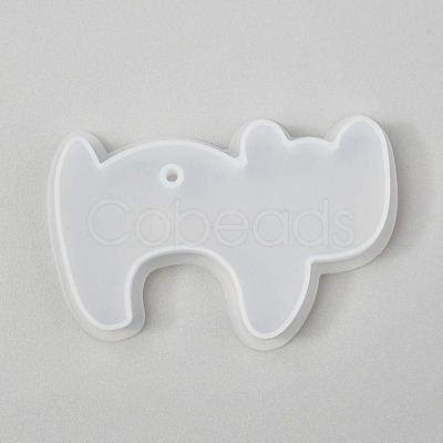 Halloween DIY Cat Shape Pendant Silhouette Silicone Molds DIY-P006-46-1