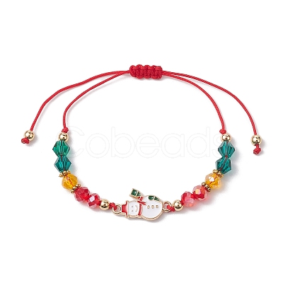 3Pcs 3 Styles Christmas Glass Braided Bead Bracelet Sets BJEW-JB10892-1