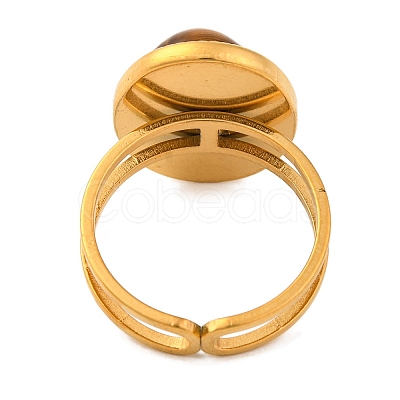 Oval Natural Tiger Eye Finger Rings RJEW-Q822-05G-1