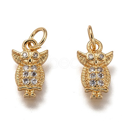 Brass Micro Pave Clear Cubic Zirconia Charms ZIRC-B002-54G-1