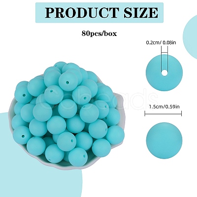 80Pcs Round Silicone Focal Beads SIL-SZ0001-24-33-1