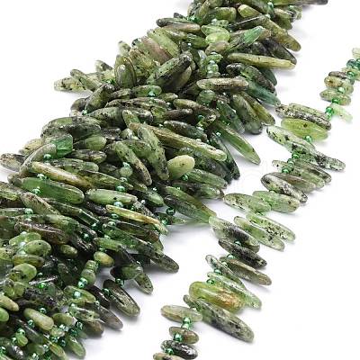 Natural Green Quartz Beads Strands G-E569-O15-1