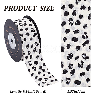 Leopard Print Polyester Ribbon OCOR-WH0047-43B-1