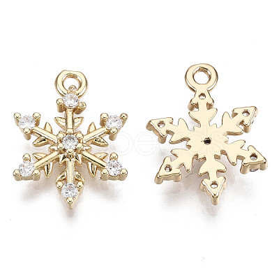 Brass Micro Pave Cubic Zirconia Charms for Christmas X-KK-R111-033-1