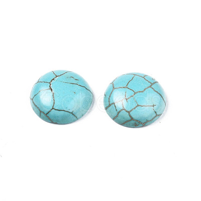 Craft Findings Dyed Synthetic Turquoise Gemstone Flat Back Dome Cabochons TURQ-S266-18mm-01-1