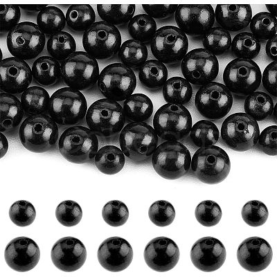 SUPERFINDINGS 400Pcs 2 Styles Undyed Natural Ebony Wood Beads WOOD-FH0001-99-1