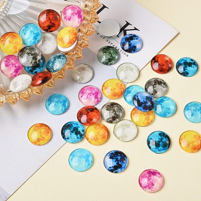 50Pcs Luminous Glass Cabochons sgGLAA-SZ0001-15A-1