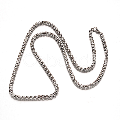 Tarnish Resistant 304 Stainless Steel Box Chain Necklaces NJEW-H421-4-1