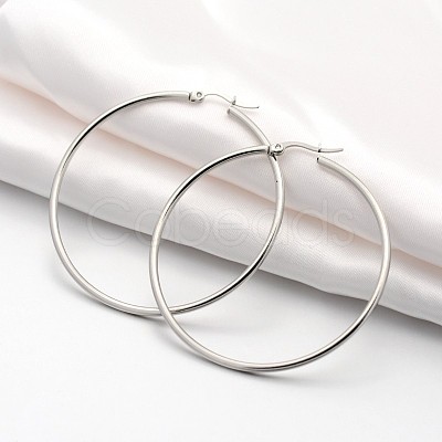 Tarnish Resistant 201 Stainless Steel Big Hoop Earrings EJEW-P066-38P-1