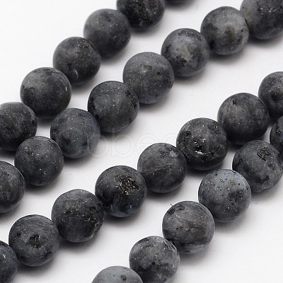 Natural Larvikite Beads Strands X-G-D692-8mm-1