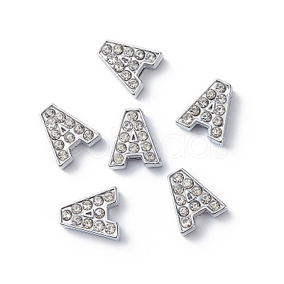 Alloy Initial Slide Charms with Grade A Rhinestones ALRI-R032-A-FF-1