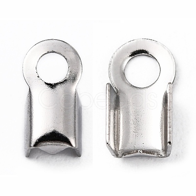 Tarnish Resistant 304 Stainless Steel Fold Over Crimp Cord Ends X-STAS-M009-01B-1