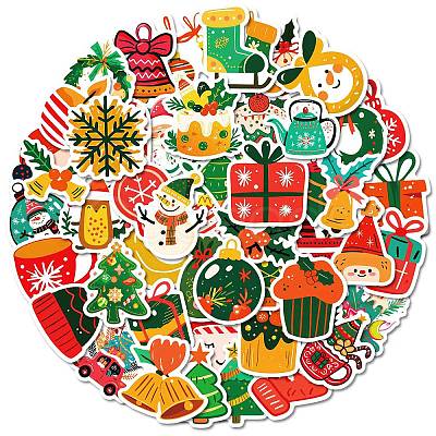 50Pcs Christmas Theme Cartoon Paper Stickers DIY-P085-12-1