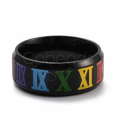 Pride Style Titanium Steel Finger Rings RJEW-F119-01EB-1