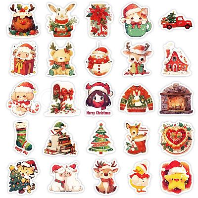 50Pcs Christmas Theme Cartoon Paper Stickers DIY-P085-08-1