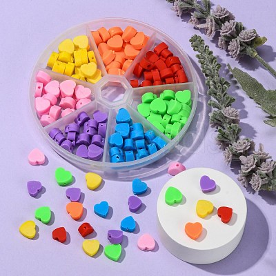 140Pcs 7 Colors Handmade Polymer Clay Beads DIY-YW0005-39-1