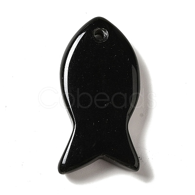 Natural Obsidian Pendants G-G932-B01-1