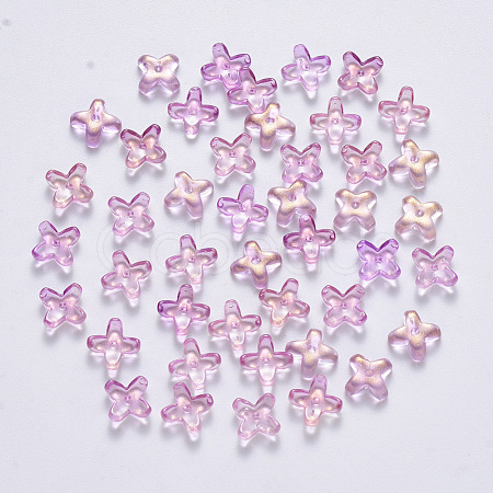 Transparent Spray Painted Glass Beads GLAA-R211-06-C04-1