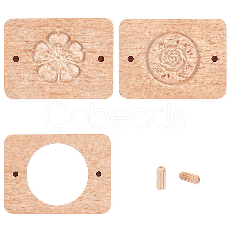 3 Styles Rose & Sakura Wooden Hand Press Moon Cake Maker WOOD-FG0001-43-1