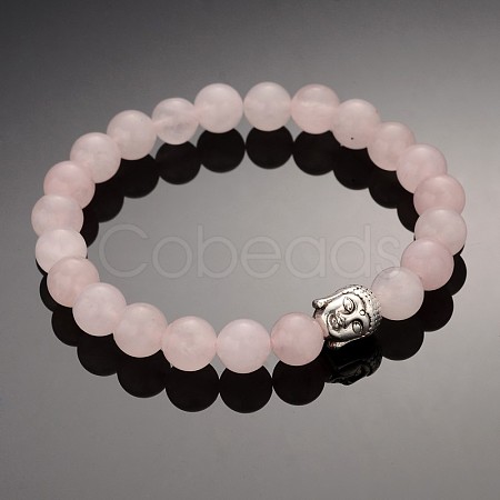 Buddhist Gemstone Beaded Stretch Bracelets X-BJEW-JB01874-02-1