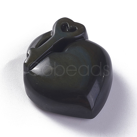 Natural Obsidian Pendants G-P418-20-1