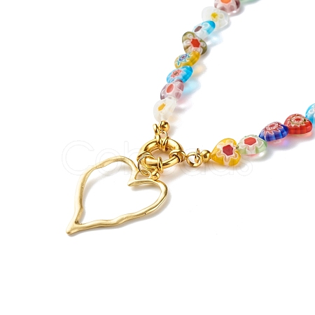 Heart Alloy Pendant Necklace for Teen Girl Women NJEW-JN03707-1