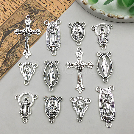 12Pcs Tibetan Style Alloy Multi-Strand Links & Pendants PW-WG063F3-01-1