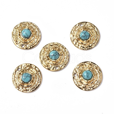 Vacuum Plating 201 Stainless Steel Natural Turquoise Pendants STAS-C064-VC885-1