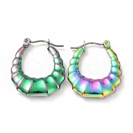 Ion Plating(IP) Rainbow Color 304 Stainless Steel Teardrop Hoop Earrings for Women EJEW-G293-12M-1