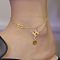 316L Surgical Stainless Steel Charm Anklets for Women, Golden, Letter H, 7-1/2 inch(190mm)