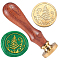 Wax Seal Stamp Set, Golden Tone Sealing Wax Stamp Solid Brass Head, with Retro Wood Handle, for Envelopes Invitations, Gift Card, Leaf, 83x22mm, Stamps: 25x14.5mm