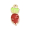 Light Gold Plated Alloy Enamel Pendants, Cadmium Free & Lead Free, Carrot Charm, Red, 15x7x2mm, Hole: 1.5mm