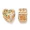 Rack Plating Alloy Enamel European Beads, with Rhinestone, Large Hole Beads, Heart with Tree of Life, Golden, 11x12x7.5mm, Hole: 5mm