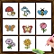 8Pcs Insects & Plants DIY Diamond Sticker Kits, Including Resin Rhinestones Bag, Diamond Sticky Pen, Tray Plate and Glue Clay, Mixed Color, Sticker: 100x100mm