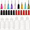 Plastic Glue Liquid Container, Bottle Dispenser, Mixed Color, Bottle Dispenser: 29~36x82~93mm, 
Bottle Stopper: 17.5x8mm, 
Plastic Fluid Precision Blunt Needle Dispense Tip: 24~30x7.5mm, Lumen: 0.26~1.5mm, External Dia: 0.52~2mm