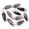 Top Golden Plated Natural Flower Agate Pointed Pendants, with Iron Loops, Faceted, Bullet, 25~26x7~8mm, Hole: 1.8mm