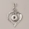 Tibetan Style Alloy Rhinestone Hang Snap Base Pendants, for Interchangeable Snap Charms Jewelry Making, Heart with Word I Love You, Antique Silver, 68x43.5x4.5mm, Hole: 4x7mm