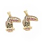 Brass Cubic Zirconia Bird Pendants, Toucan with Branch Charm, Golden, 24x20x3mm, Hole: 3.5x5mm